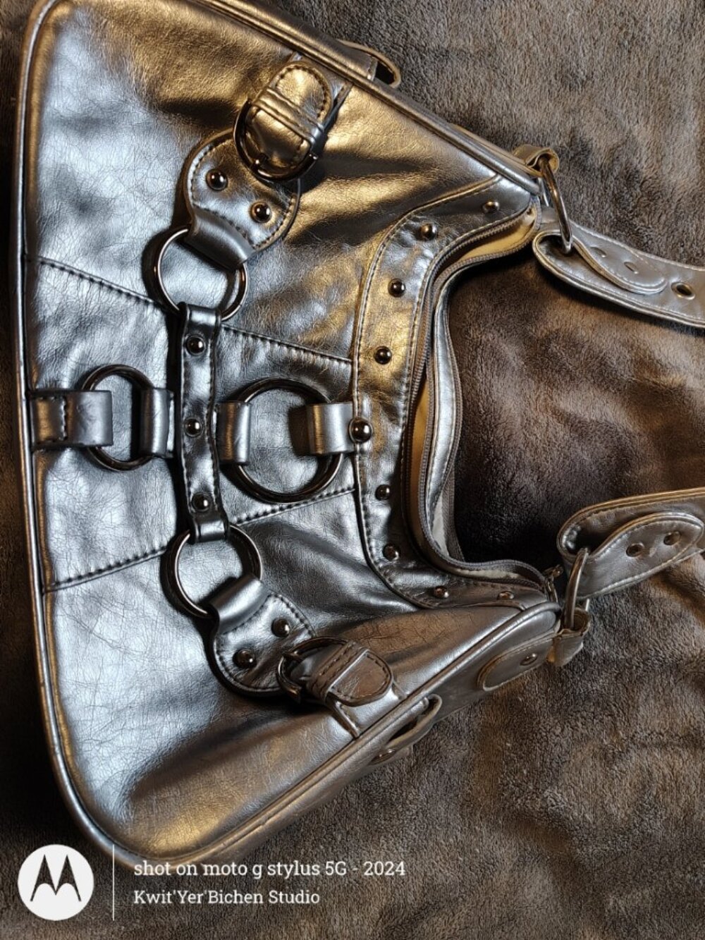Silver Vinyl Purse